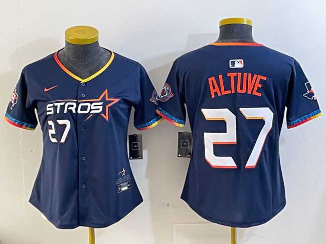Women%27s Houston Astros #27 Jose Altuve Navy 2025 City Connect With Texas Patch Limited Stitched Jersey